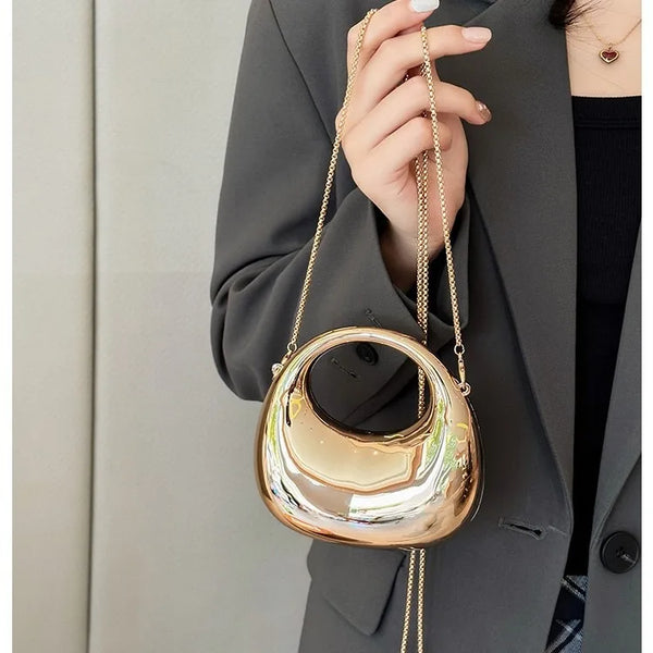 Mini Golden Evening Bag Purses and Handbags Luxury Designer Shoulder Bags Funny Shape Party Wedding Acrylic Shiny Clutch Purse Wofashion.xyz