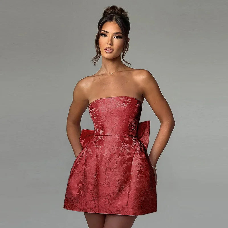 White Jacquard Pleated Evening Party Dress Women Robes Backless Elegant Sexy Dress Bodycon Summer Mini Dress Vestidos