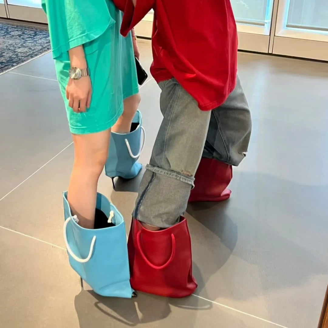 European and American Light Luxury Small Fragrance Fashion, Slim High Heels, Short Boots, Women's Sexy Big Tube Fashion Shoes