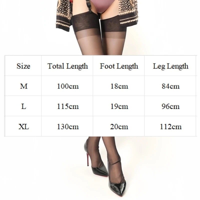 Sexy Oversized Stockings With Non-elastic Nylon Fabric Sheer Medias Women Elegant Big Size Hot Knee High Long Stockings M L XL