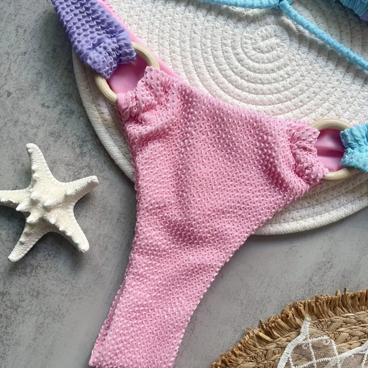 2025 Women's Swimming Suit Spliced New Solid Color Bikini Split Swimsuit