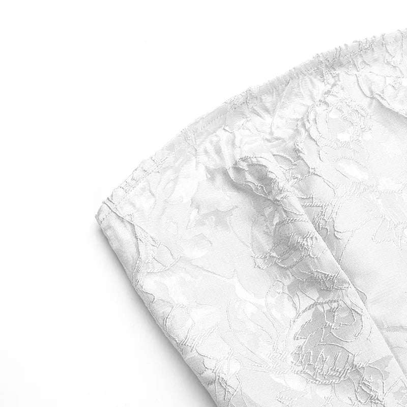 White Jacquard Pleated Evening Party Dress Women Robes Backless Elegant Sexy Dress Bodycon Summer Mini Dress Vestidos