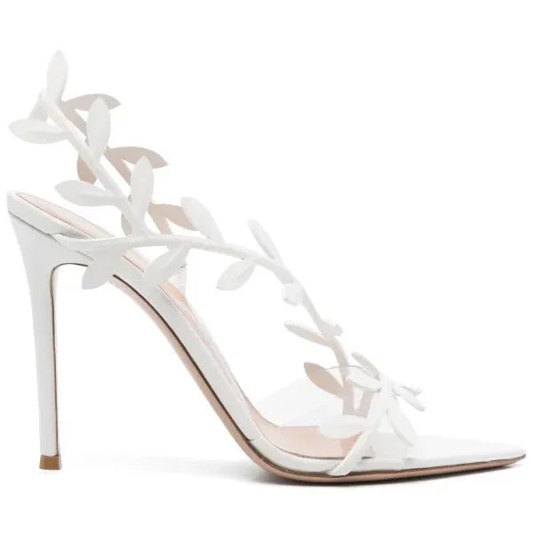 2025 Women's Summer New Style Lacquer Leather Leaf Fairy Style Strap Stiletto High Heels Pointed Open Toe Fashion Sandals