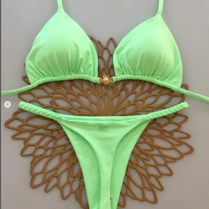 New Split Briefs Bikini Sexy Brazil Swimsuit Women's Beach Vacation Bikin Wofashion.xyz