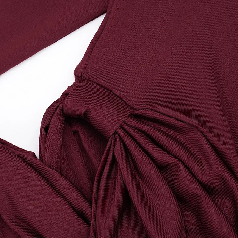 Mozision Turtleneck Long Sleeve Sexy Maxi Dress Women Gown Elegant Hollow Out High Waist Ruched Bodycon Club Party Long Dresses