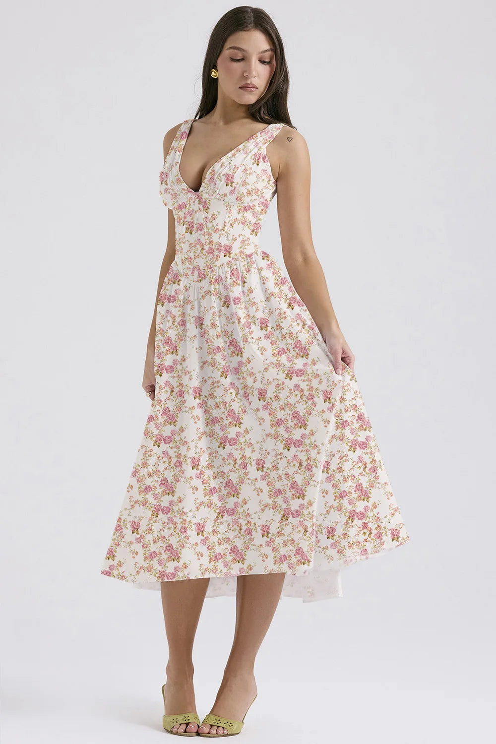 NIDANSSI White Pleated Lace Up Backless Holiday Casual Dress Women Elegant Sexy Dress Bodycon Midi Long Summer Dress Vestidos