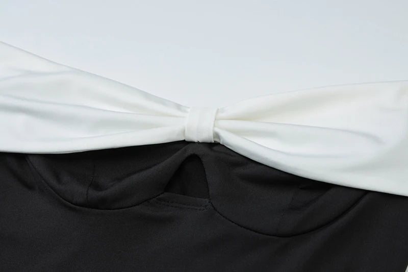 Mozision Off-shoulder Backless Sexy Mini Dress For Women Robe Fashion Patchwork Strapless Sleeveless Split Club Party Dress