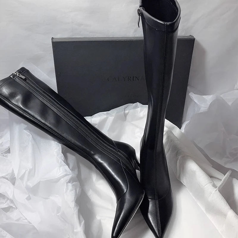 Women's High Boots High Heels Designer Pointed Toe Shoes Winter 2025 Fashion Chelsea Boots New Pumps Elegant Mujer De Zapatos