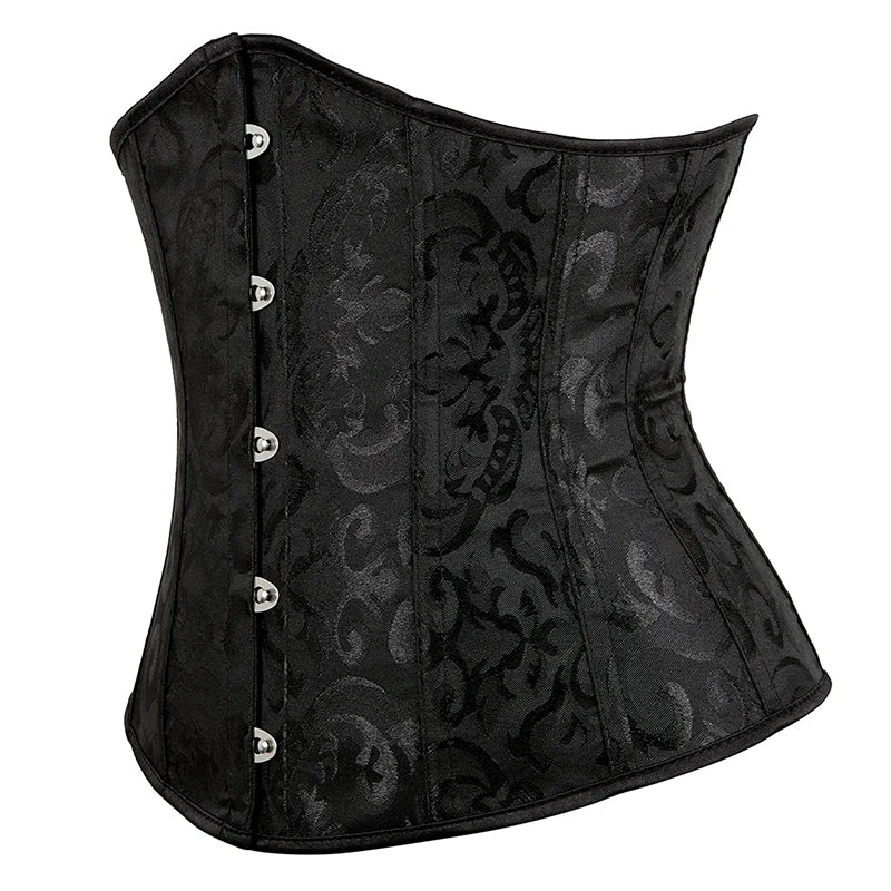BurVogue Fashion Corset Women's Lace Up Boned Jacquard Brocade Waist Training Underbust Corset