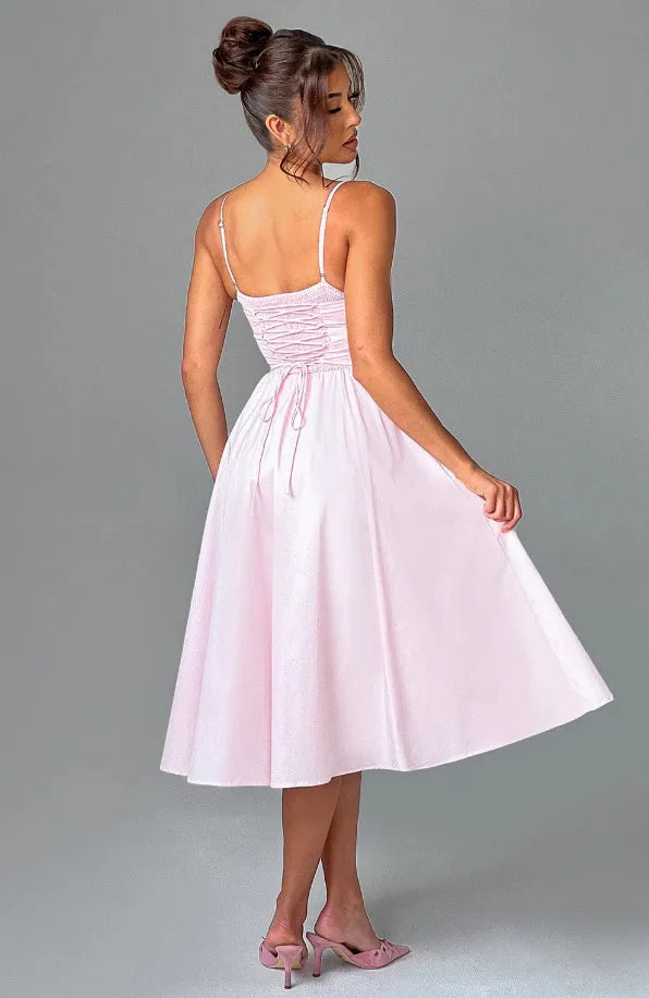 NIDANSSI White Slim Backless Robes Evening Party Dress Women Pleated Bodycon Elegant Sexy Dress Midi Long Summer Dress Vestidos