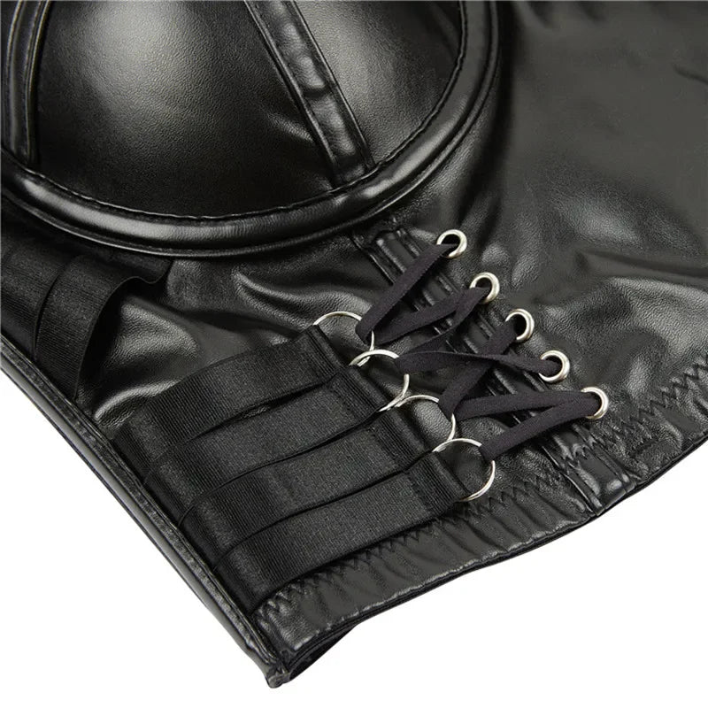 Women Leather Corset Top Crop Bustier Gothic Bra Push Up Bodice Sexy Lingerie Corselet Party Short Camis Plus Size