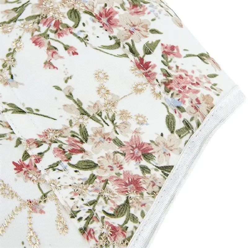 Womens Satin Floral Underbust Waist Training Corset Underbust Corselet Sexy Lace Up Bustiers & Corset Body Shaper