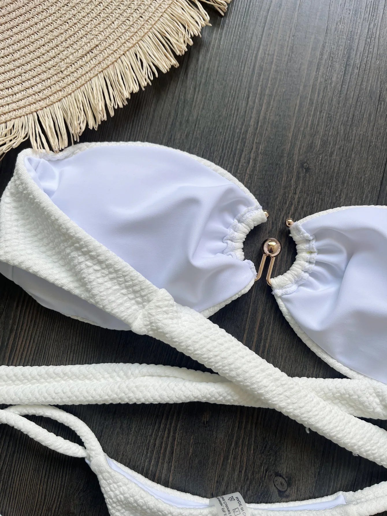 2025 Special Fabric Metal Texture Women's New Solid Color Bikini  Split Swimsuit Nylon Swimsuit