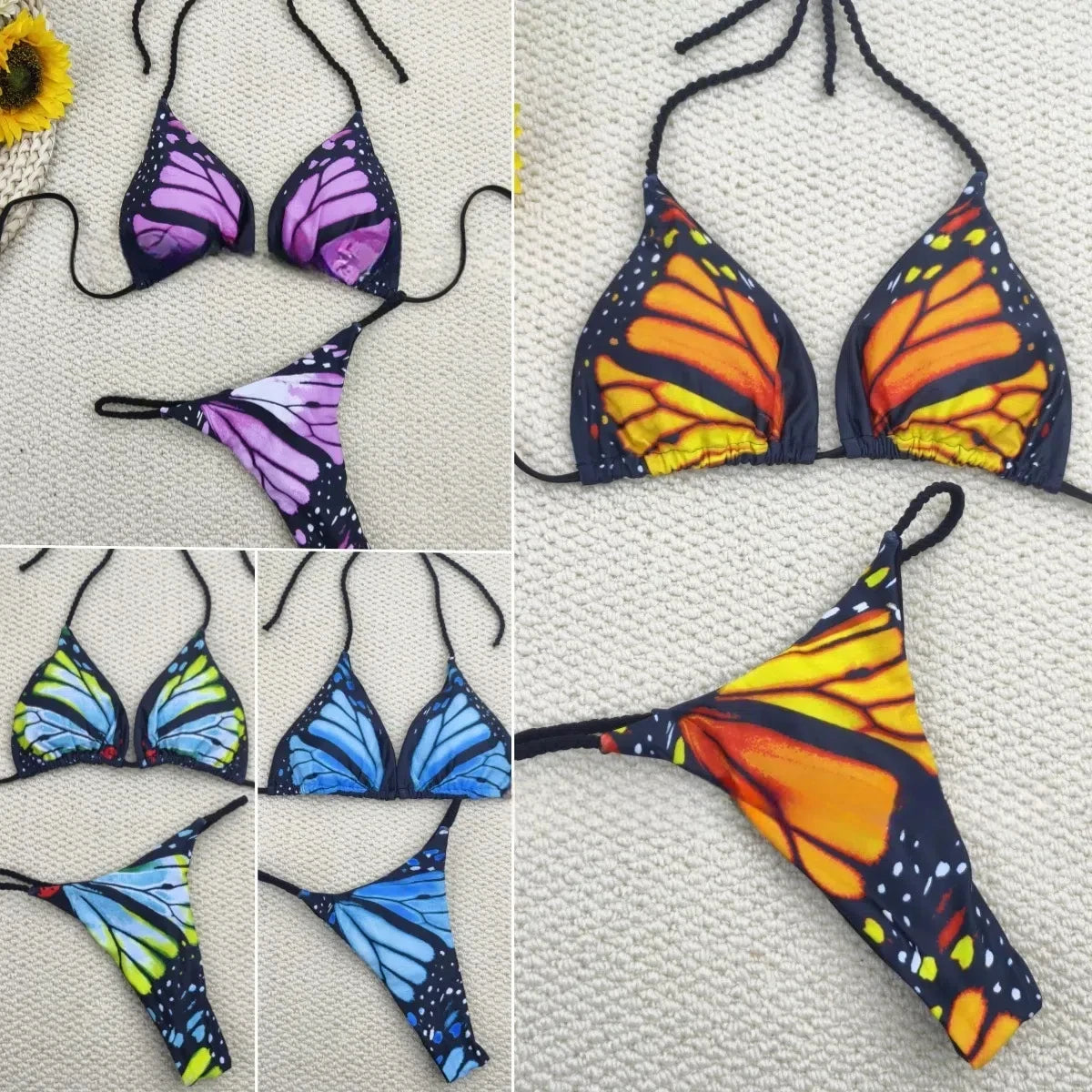 New Arrival Rope Bikini Women Butterfly Split Swimsuit Sexy thong Wofashion.xyz