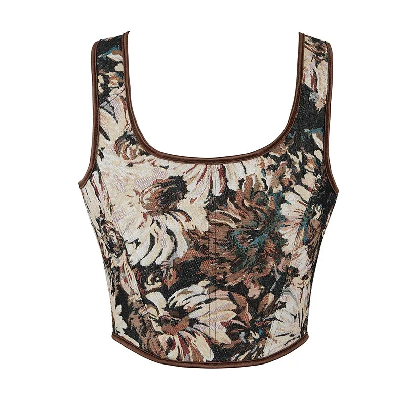 Women's Corset Tank Crop Top Sexy Bandage Lace up Plastic Bones Bustier French Style Body Shaper