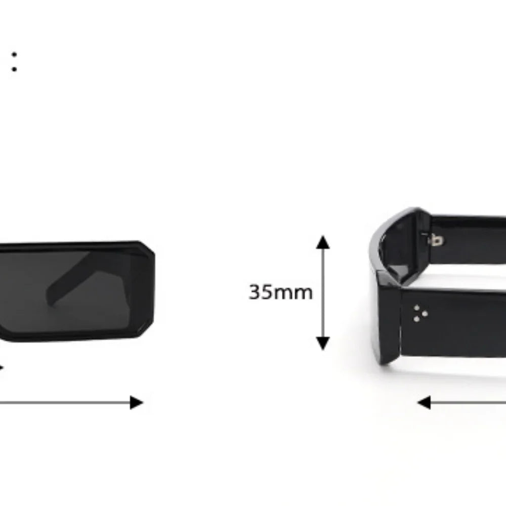 Designer luxury European woman outdoor sunglasses man one-piece lens small rectangular retro fashion glasses street shot Y2K