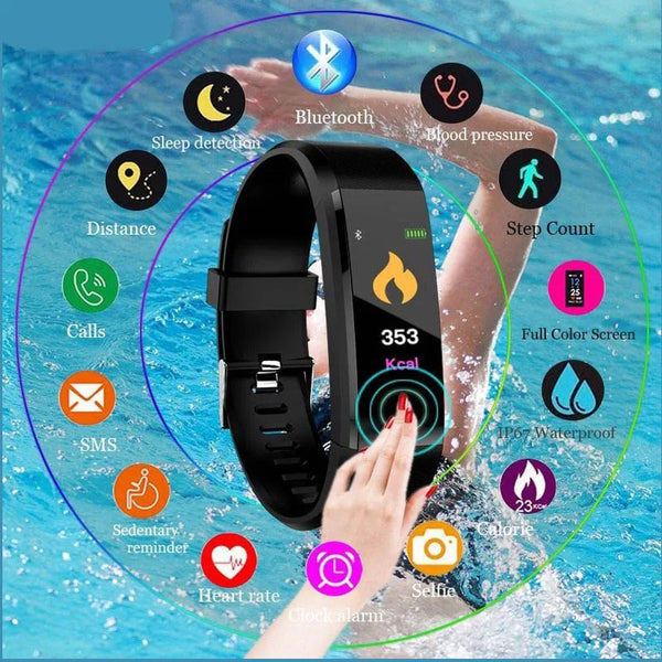 115 Plus Smart Watch Sport Watches Health Smart Wristband Heart Rate Fitness Pedometer Bracelet Waterproof Men Woman Watch Wofashion.xyz