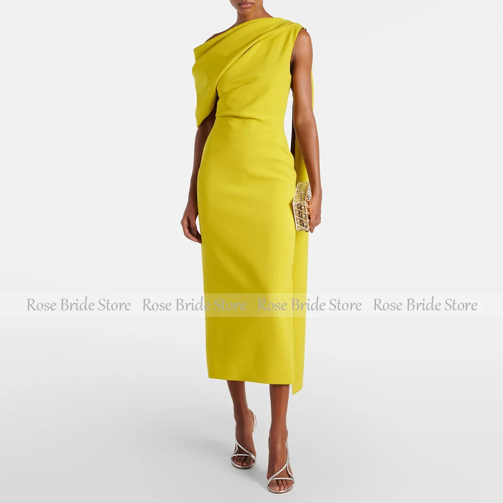 Elegant Evening Party Dresses for Women One Shoulder Column Cocktail Gowns Black Ankle Length Draped Maxi Cocktail Dress 2025