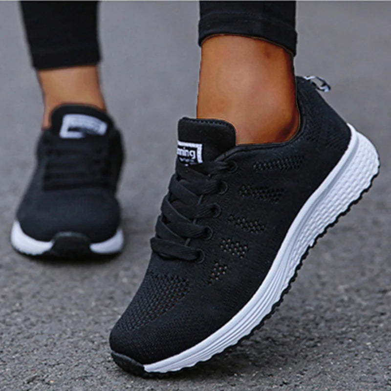 Sneakers For Women Fashion Breathable 2025 New Comfortable Soft Sneakers Women Mesh Fabric Lace Up Woman Shoes Female Footwear