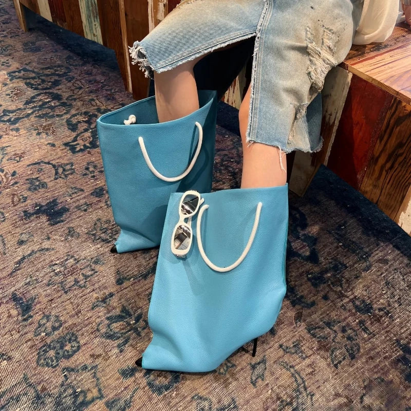 European and American Light Luxury Small Fragrance Fashion, Slim High Heels, Short Boots, Women's Sexy Big Tube Fashion Shoes