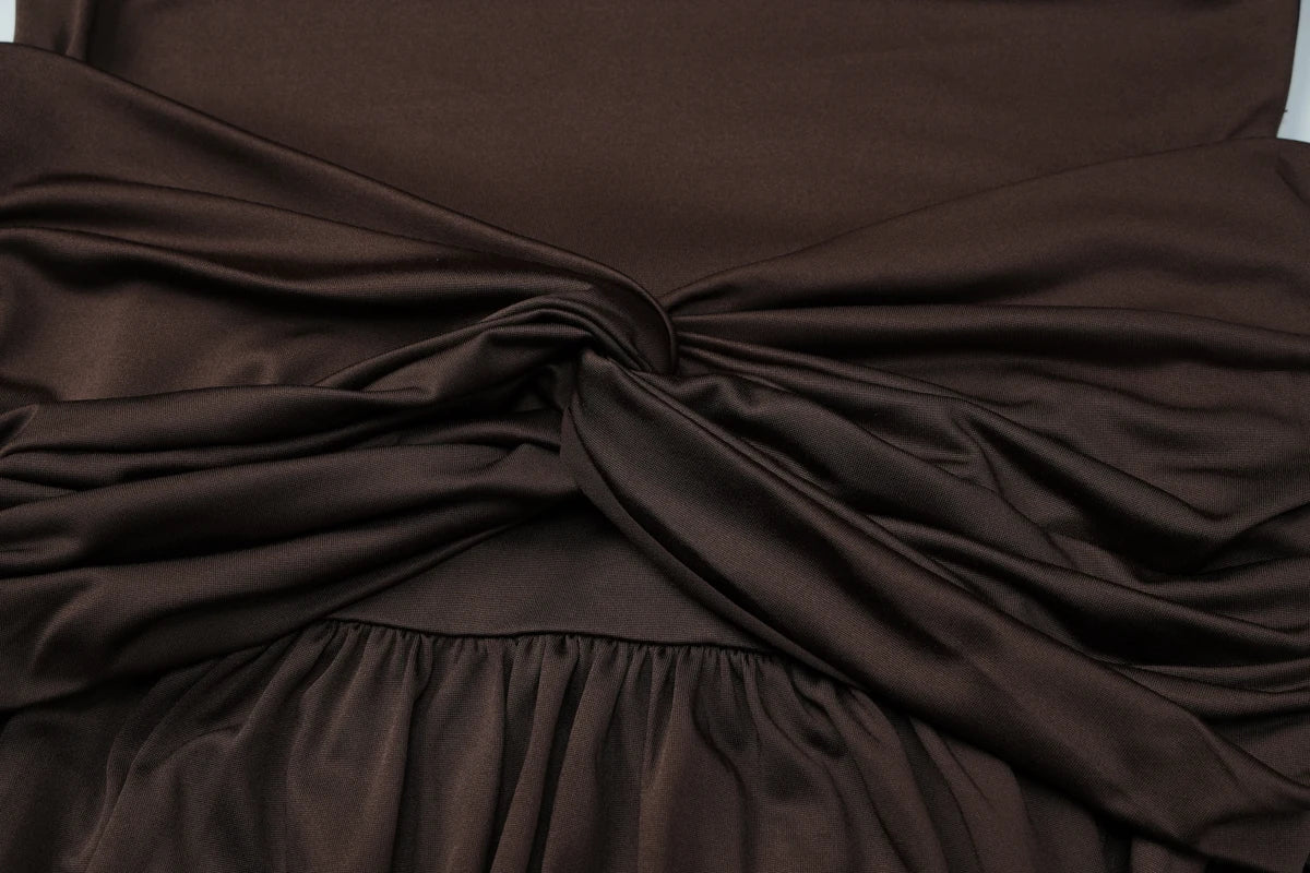 Dulzura Off Shoulder Long Sleeve Backless Ruched Slim Fit Pleated Long Dress Women'S Solid Sexy Dress Clothes Party Club Clothes