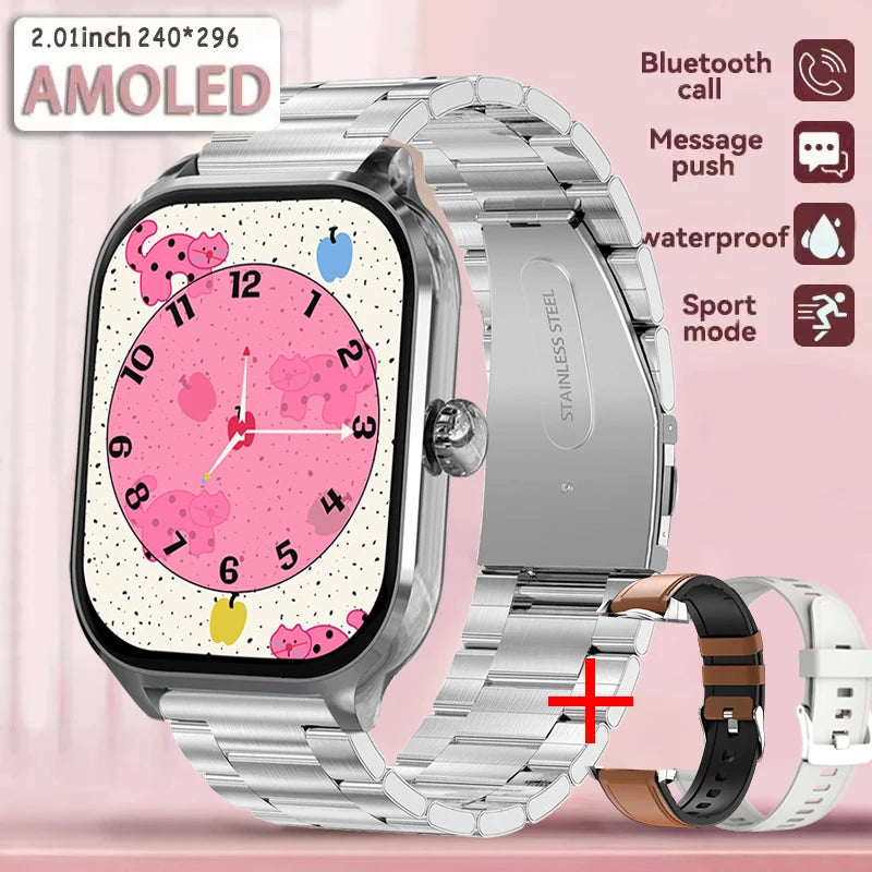 2025 New Smart Watch Men Women Gifts 2.01'' Full Touch Screen Sport Fitness Tracker Smartwatch Men BT Calls Digital smarthwhatch