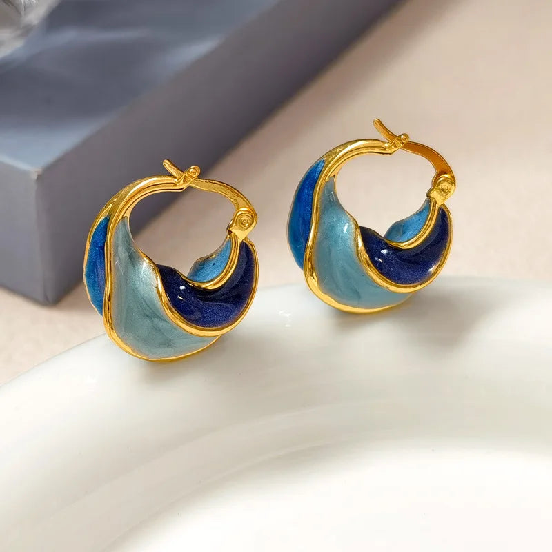 Modern Jewelry Pretty Design High Quality Brass Metal Geometric Blue Earrings For Girl Women Gift 2023 Trend New Accessories