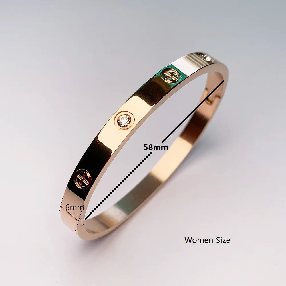 2023 New Design Gold Color Zircon And Cross Nut Nail Bracelet Gold & Bangle For Woman Stainless Steel Screw Brand Jewelry