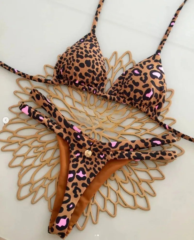 New Split Briefs Bikini Sexy Brazil Swimsuit Women's Beach Vacation Bikin