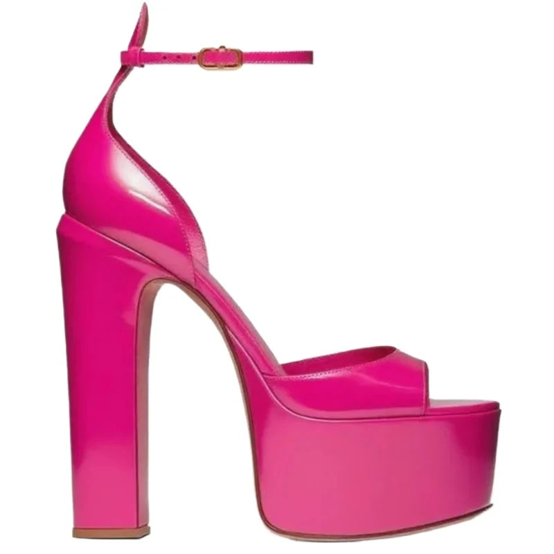 European and American Women's Niche Brand Fashion Sexy Runway Show Banquet Single Shoe Buckle with High Heels Sandals