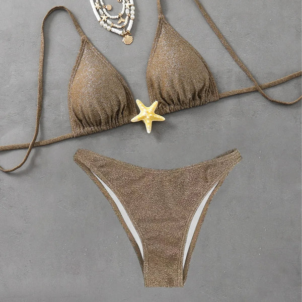 Summer New Lace-up Starfish Accessories Bikini Sexy Beach Split Swimsuit Wofashion.xyz