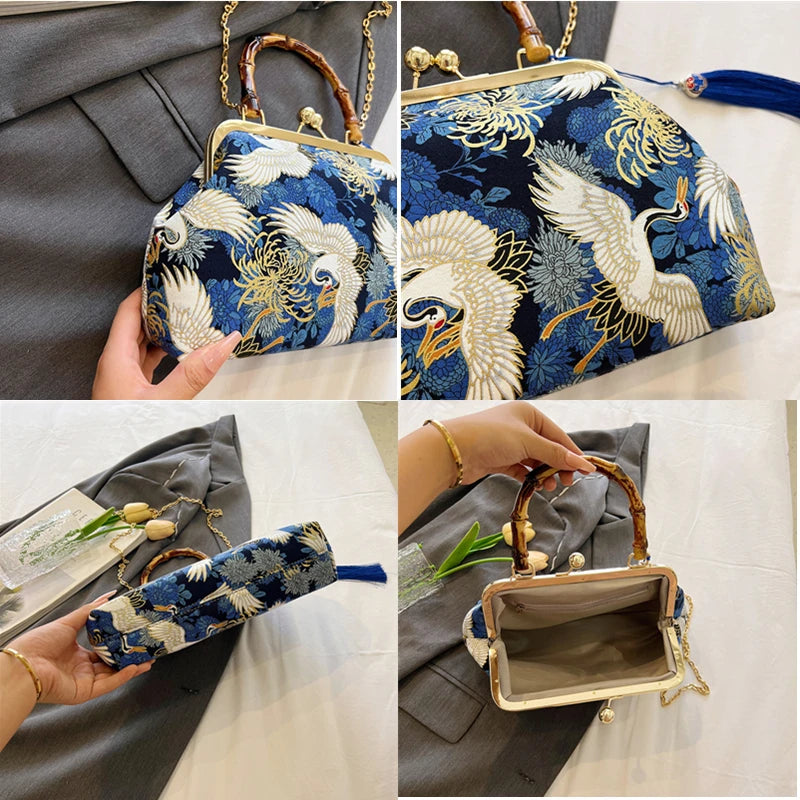 Luxury Evening Clutch Bag For Women Bride Wedding Clutch Purse Chain Shoulder Bags Small Party Handbag Rattan Handle Handle Tote