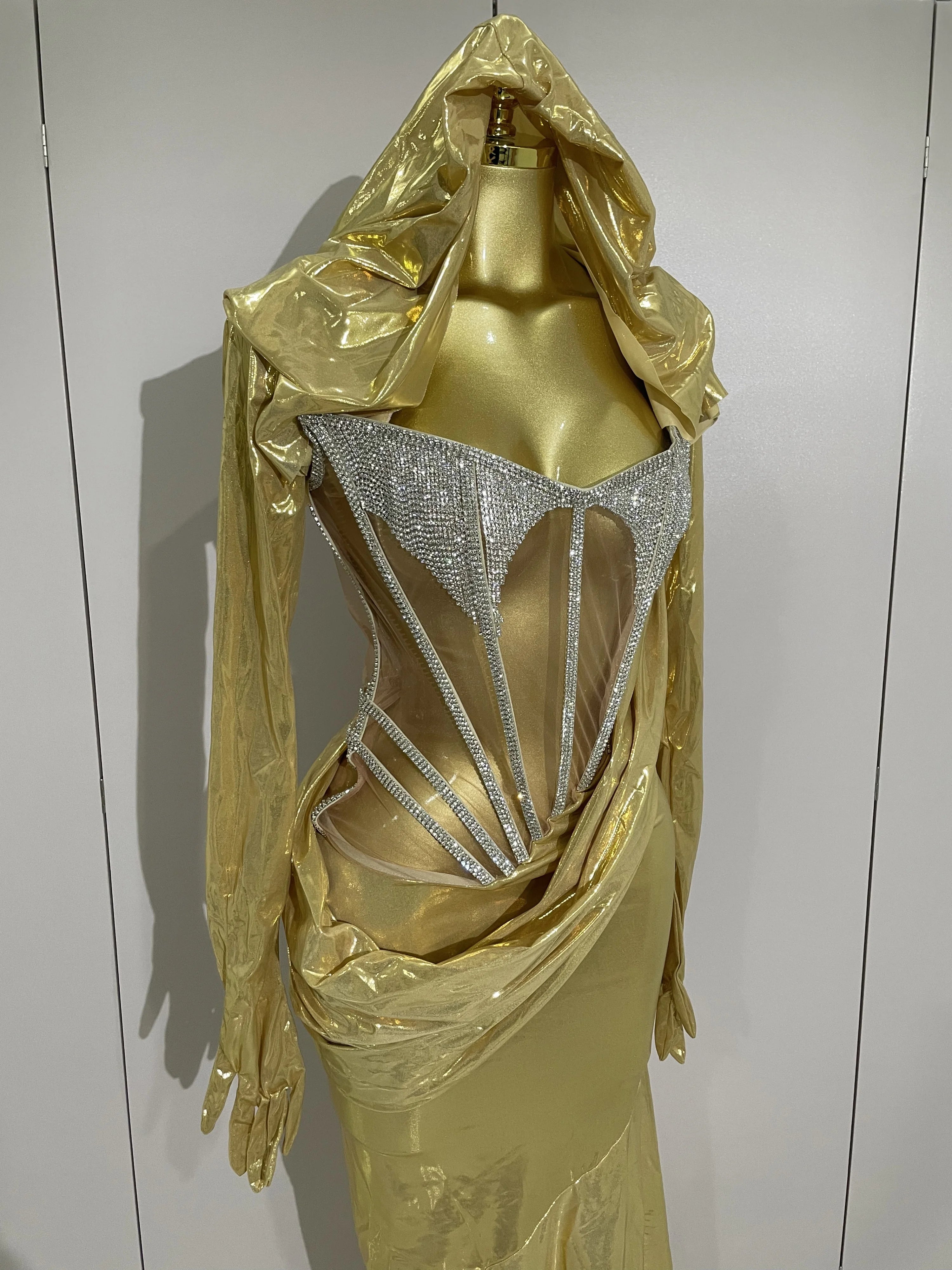 Stage Costume Sparkly Nightclub Gogo Party Dress Women Carnival Party Outfit Festival Cool Clothing Hoodie Dress Two Piece Set