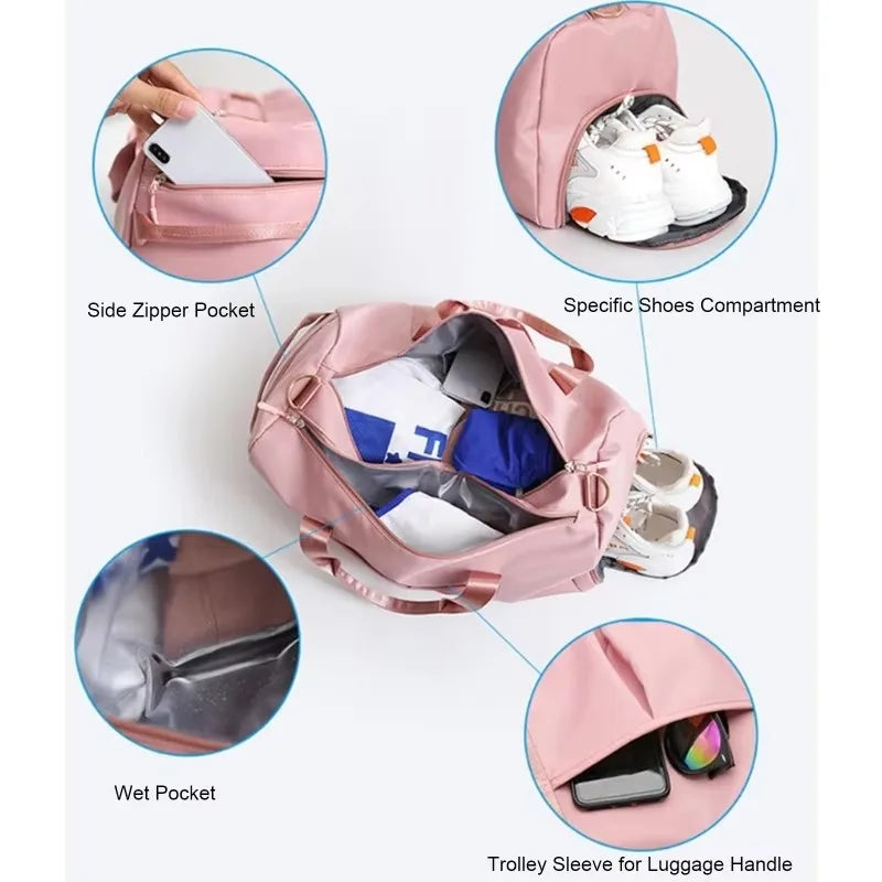 Gym bag Outdoor Waterproof Sports Bags Men Women Training Fitness Travel Handbag Yoga Mat Messenger Bag With shoes Compartment