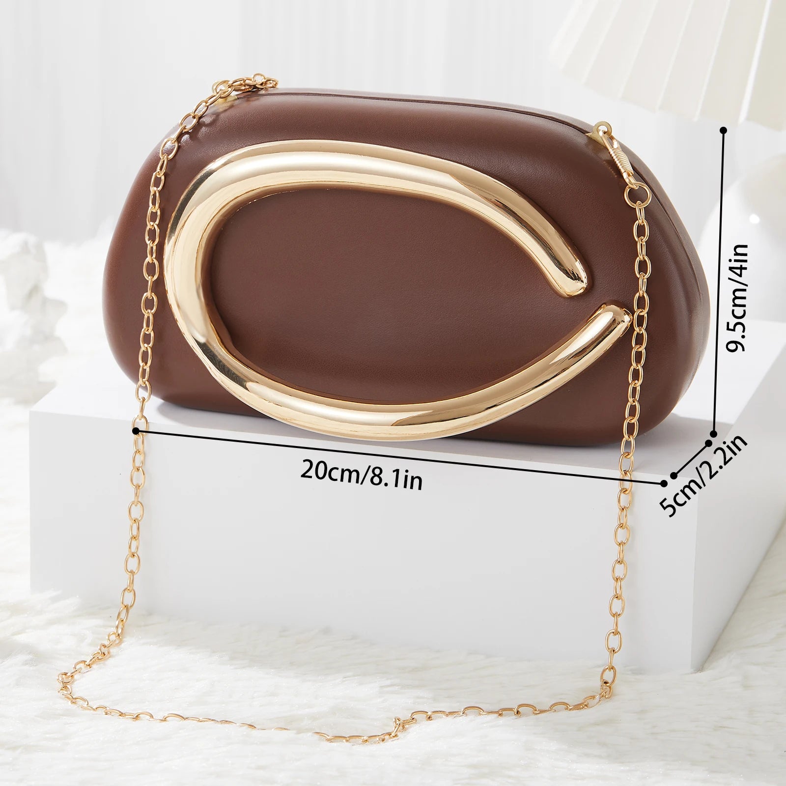 High-end Coffe Evening Bag Clutch Purse For Women Metal Leather Hard Box Formal Dinner Bag Party Wedding Clutch Handbag