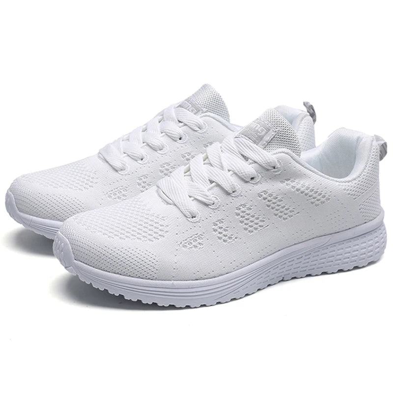 Sneakers For Women Fashion Breathable 2025 New Comfortable Soft Sneakers Women Mesh Fabric Lace Up Woman Shoes Female Footwear
