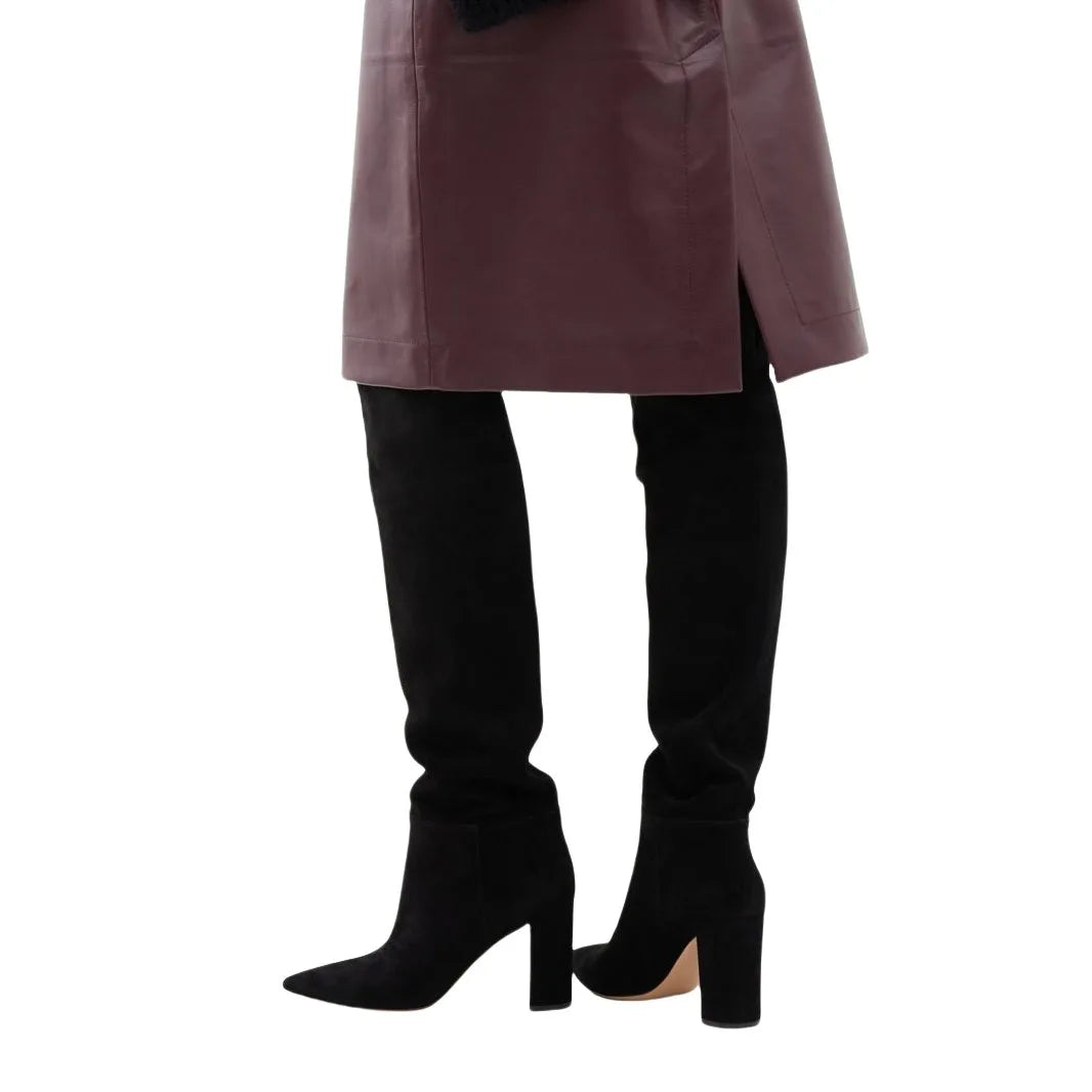 Ladies' Autumn and Winter Suede Thick High-heeled Oversized Knee High Boots, European and American Sexy Versatile Sleeve Boots