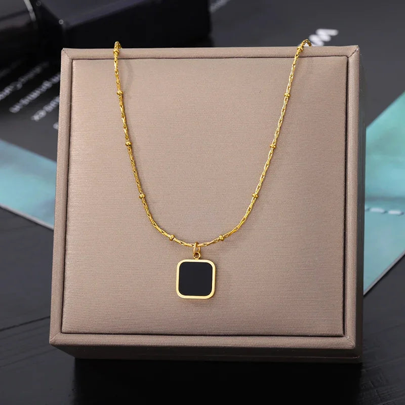 Double Layer Hollow Clavicle Chain Stainless Steel Necklace For Women Punk Hip-Hop Streetwear Jewelry Dropshipping