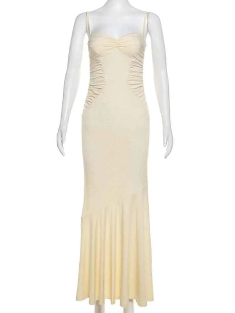 NIDANSSI Lace Print Ruffle Backless Holiday Casual Dress Women 2024 Elegant Sexy Dress Bodycon Midi Long Summer Dress Vestidos