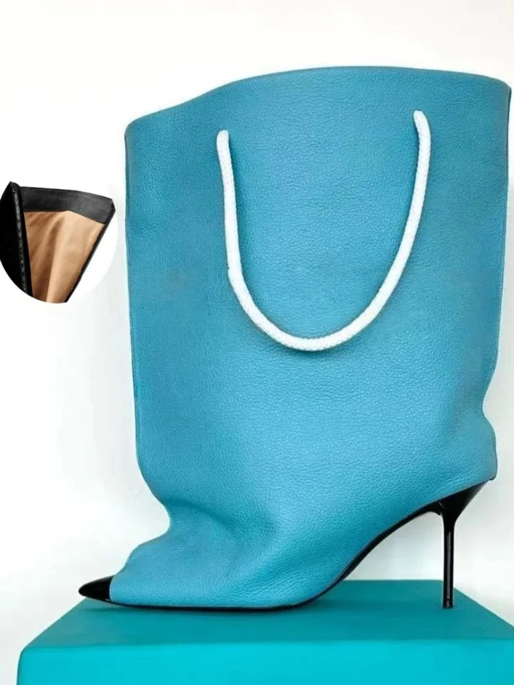 2025 Autumn/Winter New European LuxuryBanquet Show FashionWide Cuff Short Boots, HighQuality Women's Dress Shoes Elegantand Sexy