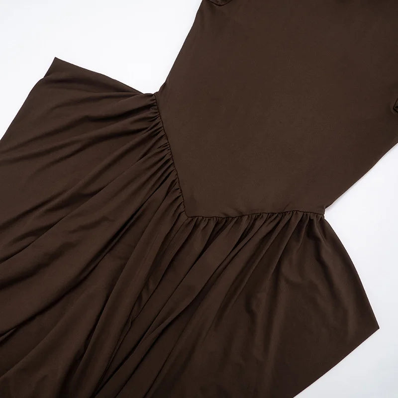 Mozision Turtleneck Long Sleeve Sexy Maxi Dress Women Gown Autumn Winter Elegant High Waist Draped Ruched Club Party Long Dress