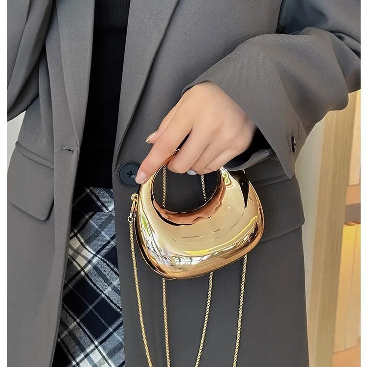 Mini Golden Evening Bag Purses and Handbags Luxury Designer Shoulder Bags Funny Shape Party Wedding Acrylic Shiny Clutch Purse
