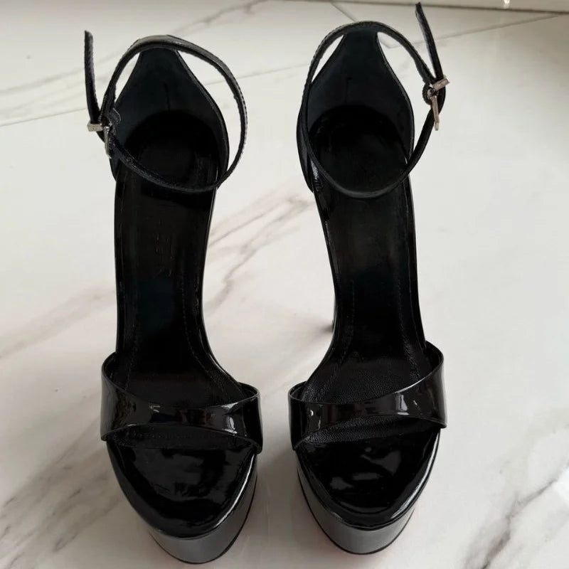 Women Summer High Heeled Sandals for Woman's Round Toe Peep Toe Thin Heels Shoes Sexy Ladeis Ankle Buckle Party Platform Pumps