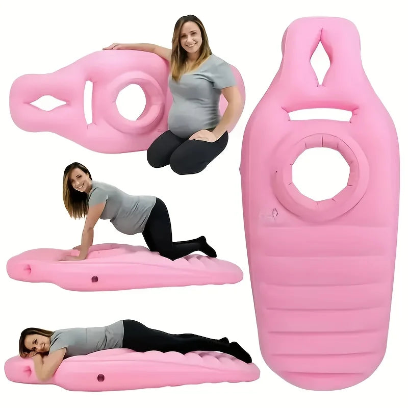 Pregnancy Yoga Mat & Full-Body Support Bed Inflatable Mat with Backrest & Belly Opening, Portable Stable Soft PVC Material