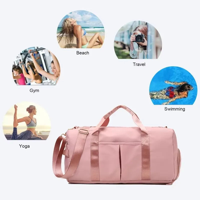 Gym bag Outdoor Waterproof Sports Bags Men Women Training Fitness Travel Handbag Yoga Mat Messenger Bag With shoes Compartment