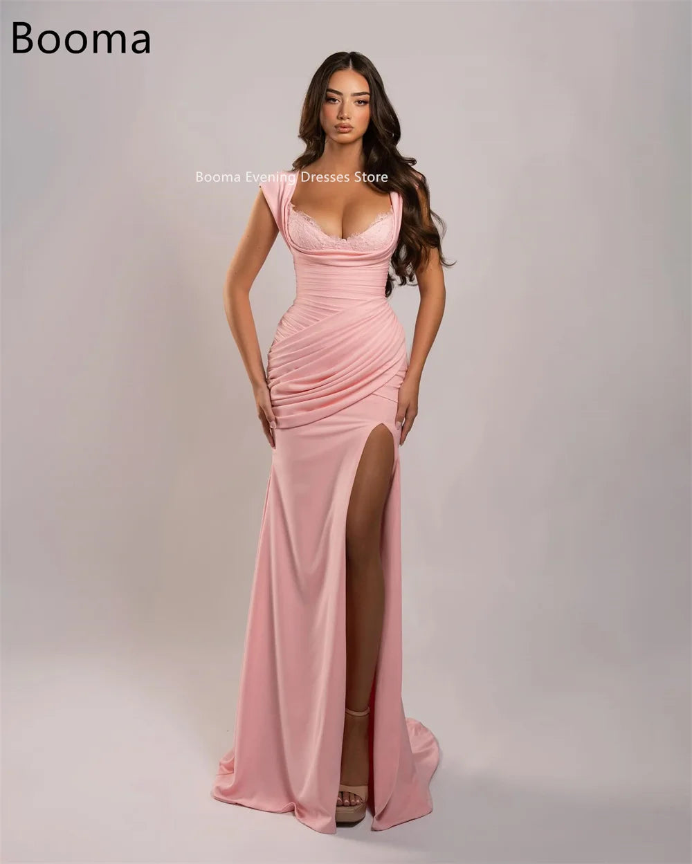 Booma Mermaid Off The Shoulder Simple Prom Dresses Formal Gowns for Women Lace Side Split Pleat Evening Dress Customized 2025