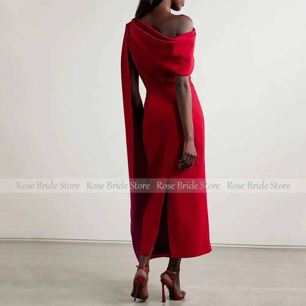 Elegant Evening Party Dresses for Women One Shoulder Column Cocktail Gowns Black Ankle Length Draped Maxi Cocktail Dress 2025