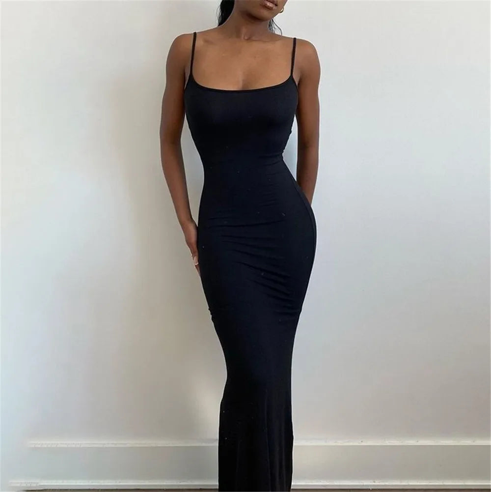 Women's Summer Maxi Dress Casual Lounge Slip Long Y2K Sexy Sleeveless Backless Bodycon  Slim Elegant Prom Party Exotic  Bohemia