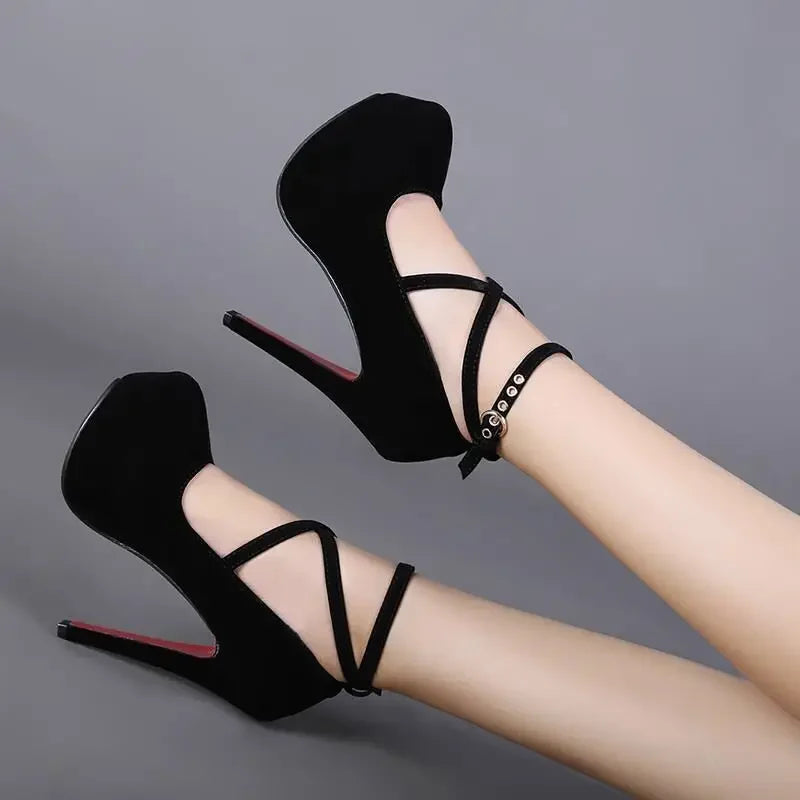 High-heeled shoes spring new style pointy shoes belt buckle high-heeled shoes fashion sandals women's size