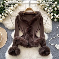 Women's Knitted Midi Dr Pure Color Long Sve Slim Fit High Waist V-Ne Korean Sle Faionable Autumn Winter Dr